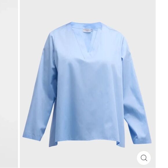 HARSHMAN Top Ida Tunic NEW V neck Pleated Anthropologie Cotton Blue Plus Size 2X - Picture 3 of 8